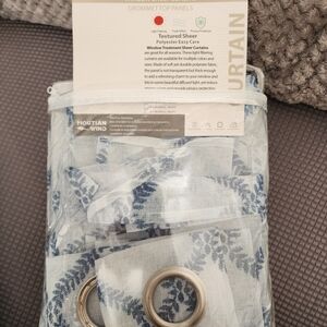 Blue Textured Sheer Curtains